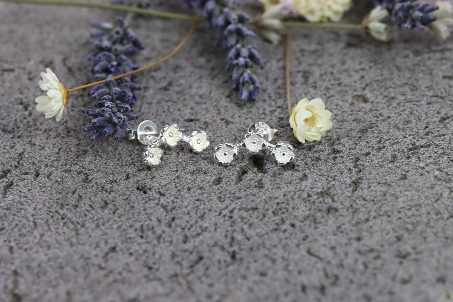 Blumen Ohrringe flowers jewelry 925silber Ohrstecker elegant flora blossom cherryblossom sakura silber silver earstuds