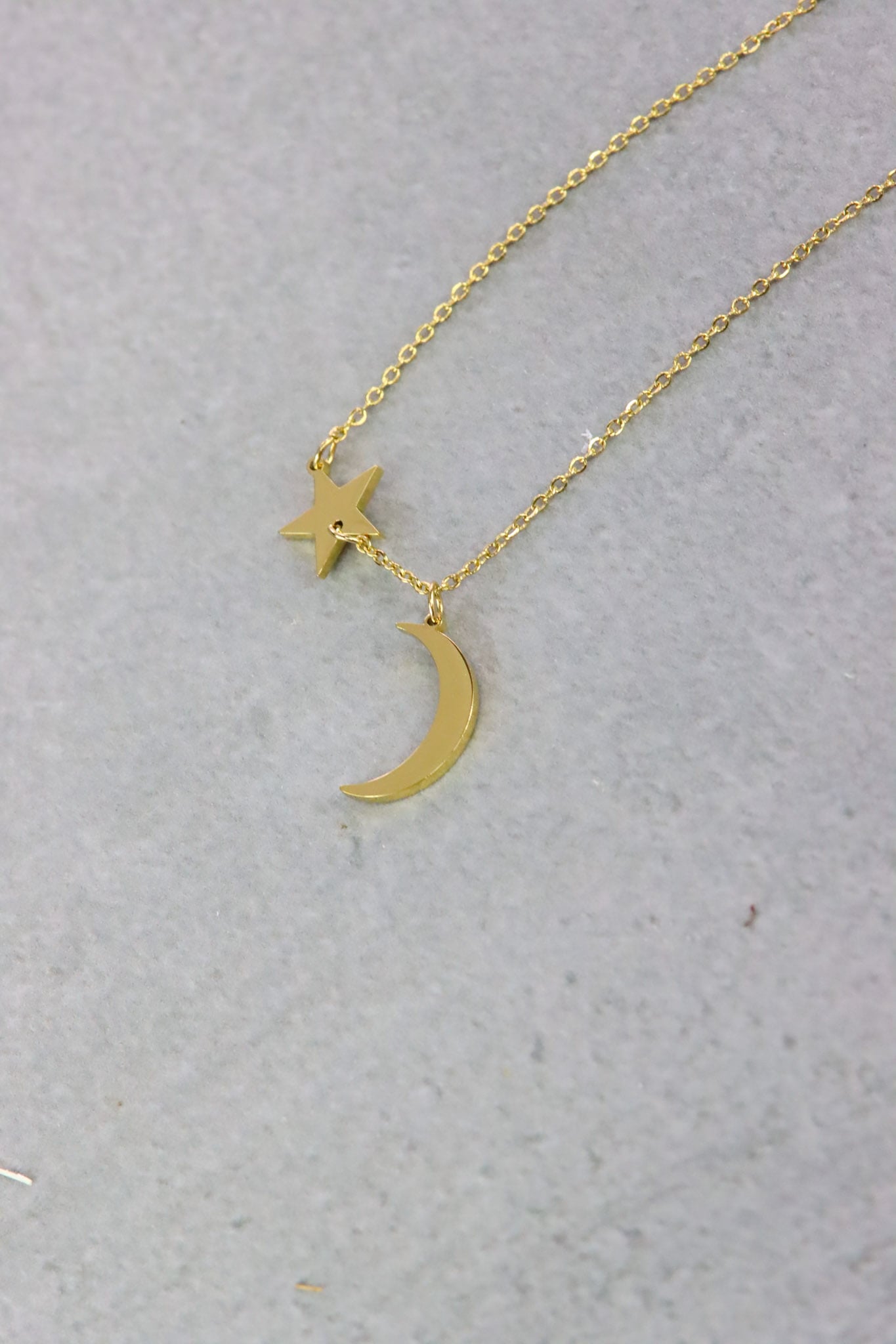 Stern Mond Halskette shiny Star glänzend Schmuck Edelstahl stainlesssteel jewelry gold Moon Luna Stella Geschenkidee