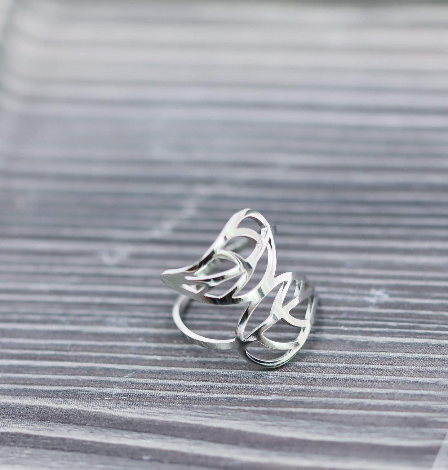 Ring silber silver Blatt leaf Blätter Edelstahl stainlesssteel Design unique Schmuck jewelry ausgefallen Neu