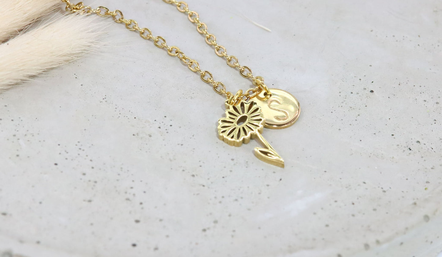 Plättchen Buchstabe Geburtsblumen personalisiert