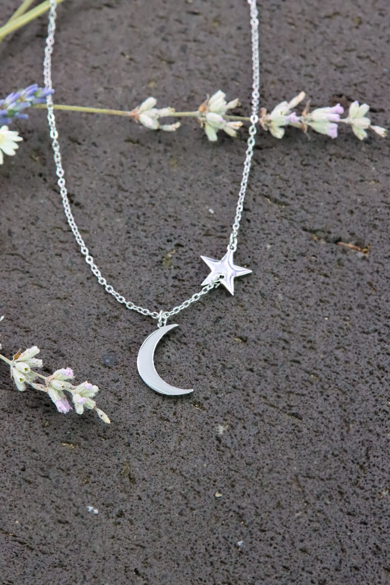 Stern Mond Halskette shiny Star glänzend Schmuck Edelstahl stainlesssteel jewelry silber silver Moon Luna Stella Geschenkidee