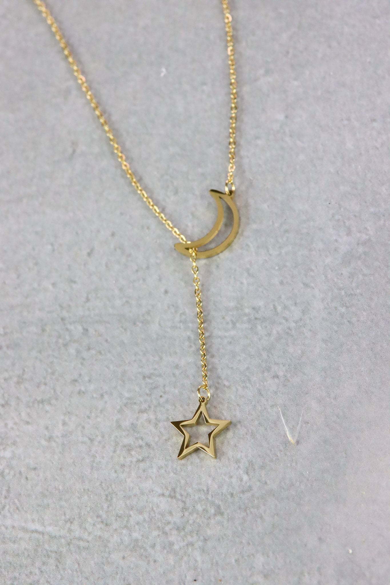 Mond Stern Halskette gold Schmuck shiny Star glänzend Moon jewelry necklace Luna Stella