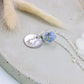 Gravur Blättchen engraving engraved Hände Love hands together Naturschmuck Vergissmeinnicht forgetmenot Glaskugel silber silver Personalisierung personalisiert personalized fingercrossed Schmuck Halskette necklace jewelry Edelstahl stainlesssteel