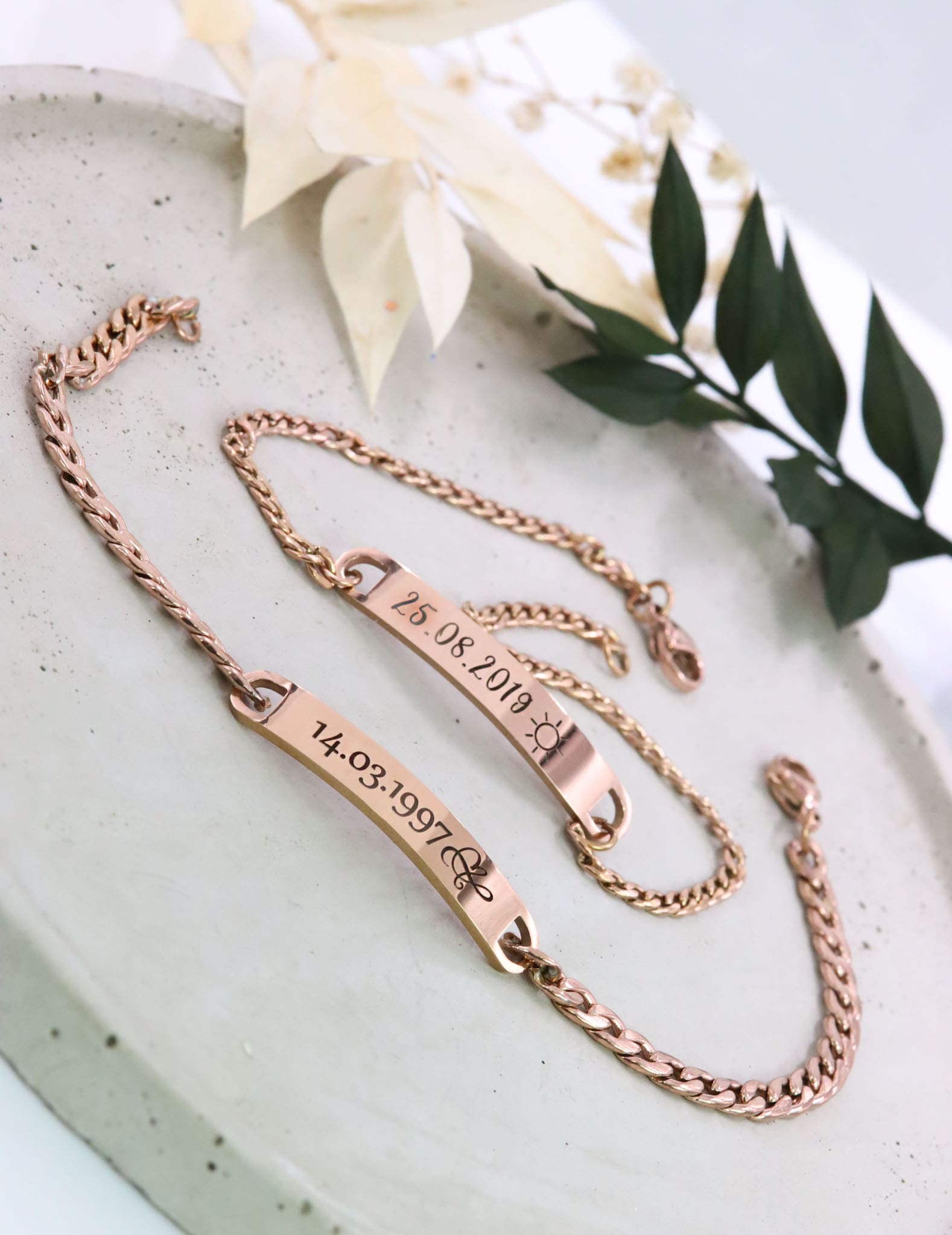 JewelryWe Pärchen Armband Mit Gravur - Edelstahl Partnerarmbänder In Silber Gold