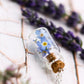 Vergissmeinnicht forgetmenot Halskette silber silver jewelry necklace Flasche Glas Schmuck Naturschmuck flowers elegant Geschenkidee Freundin Blumen Glasflasche Kork
