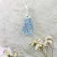 Tropfen Vergissmeinnicht Halskette Schmuck Epoxidharz Naturschmuck silber Blumen Flower jewelry