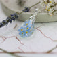 Tropfen Vergissmeinnicht Halskette Schmuck Epoxidharz silber Naturschmuck Blumen Flower jewelry