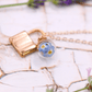 Vergissmeinnicht Halskette Schloss Glaskugel Schmuck Liebesschloss Locket flowers jewelry roségold Naturschmuck rosé