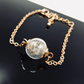 Pusteblume Dandelion Armband gold Schmuck bracelet personalisiert Blättchen Buchstabe personalized jewelry Naturschmuck Geschenkidee Taufe Hochzeit Brautjungfer Glaskugel