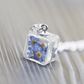 Vergissmeinnicht forgetmenot Glaswürfel Glas Würfel flowers jewelry Schmuck silber silver Halskette cube Naturschmuck Geschenkidee Freundin girly Blumen necklace