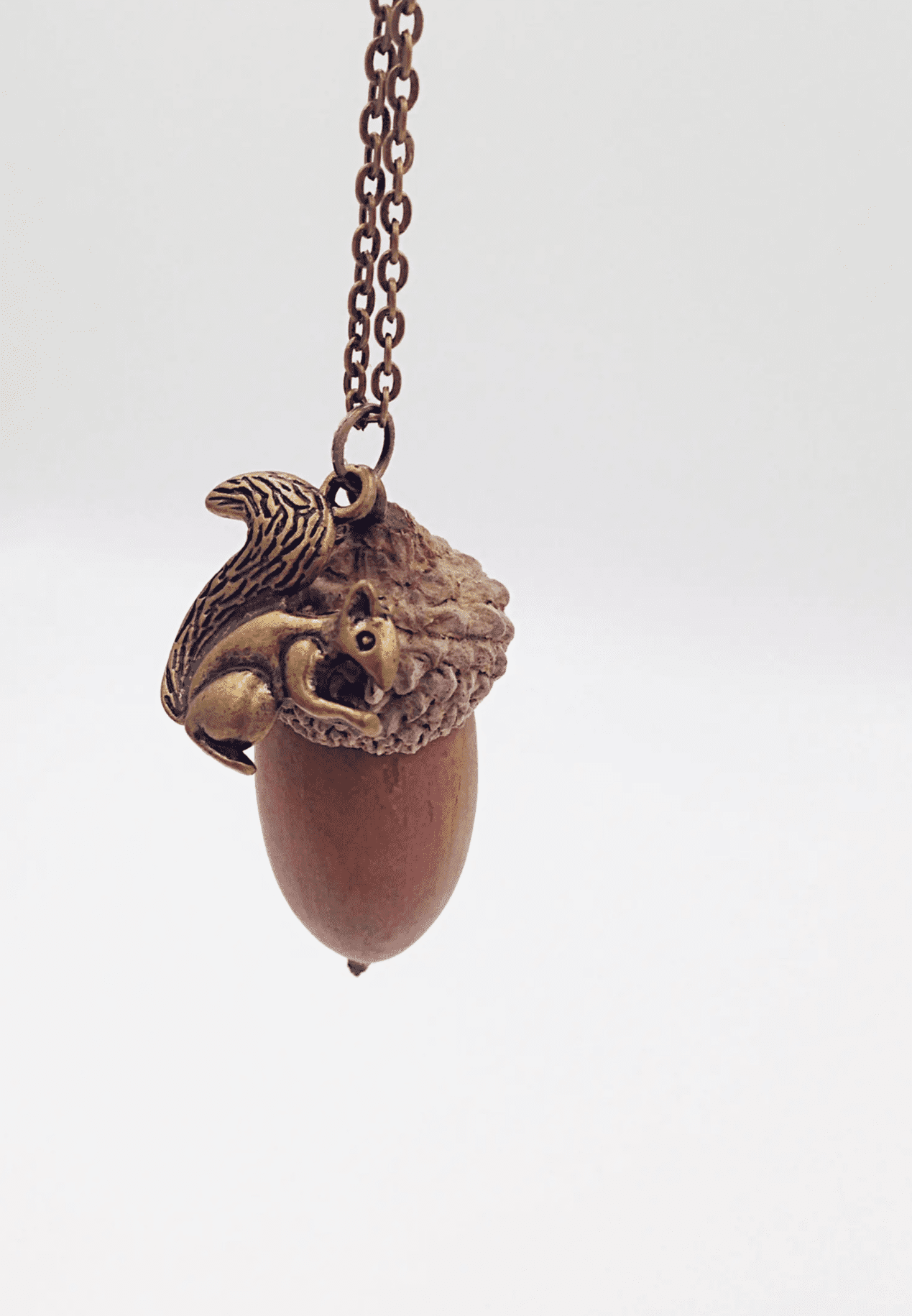 Eichhörnchen Nuss Halskette Bronze Schmuck Herbst Autumn Squirrel Hazelnut Eichel Naturschmuck Animal Charm Anhänger sweet necklace nature jewelry