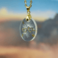 Anhänger "Doppel Herz Pusteblume" einzigartiger, ausdrucksvoller Harz Schmuck gold Halskette Kette